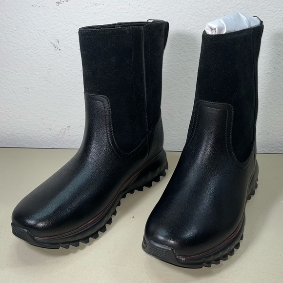 New Cole Haan Women's Shoes Zg Xc Boot (Wp) Leather Almond Toe Mid-Calf Size 5B - Picture 2 of 8